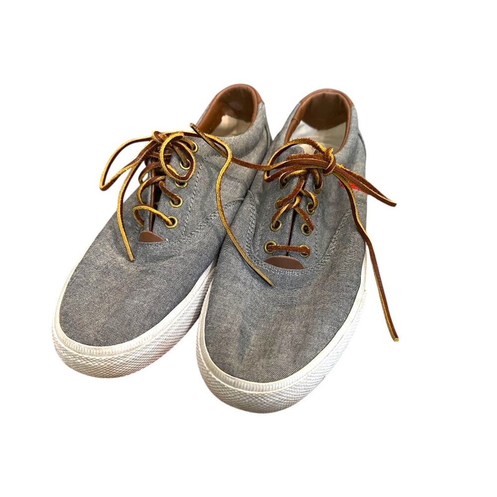 Size 11D Polo Ralph Lauren Mens Vaughn Lace Up‎ Gray Canvas Shoes